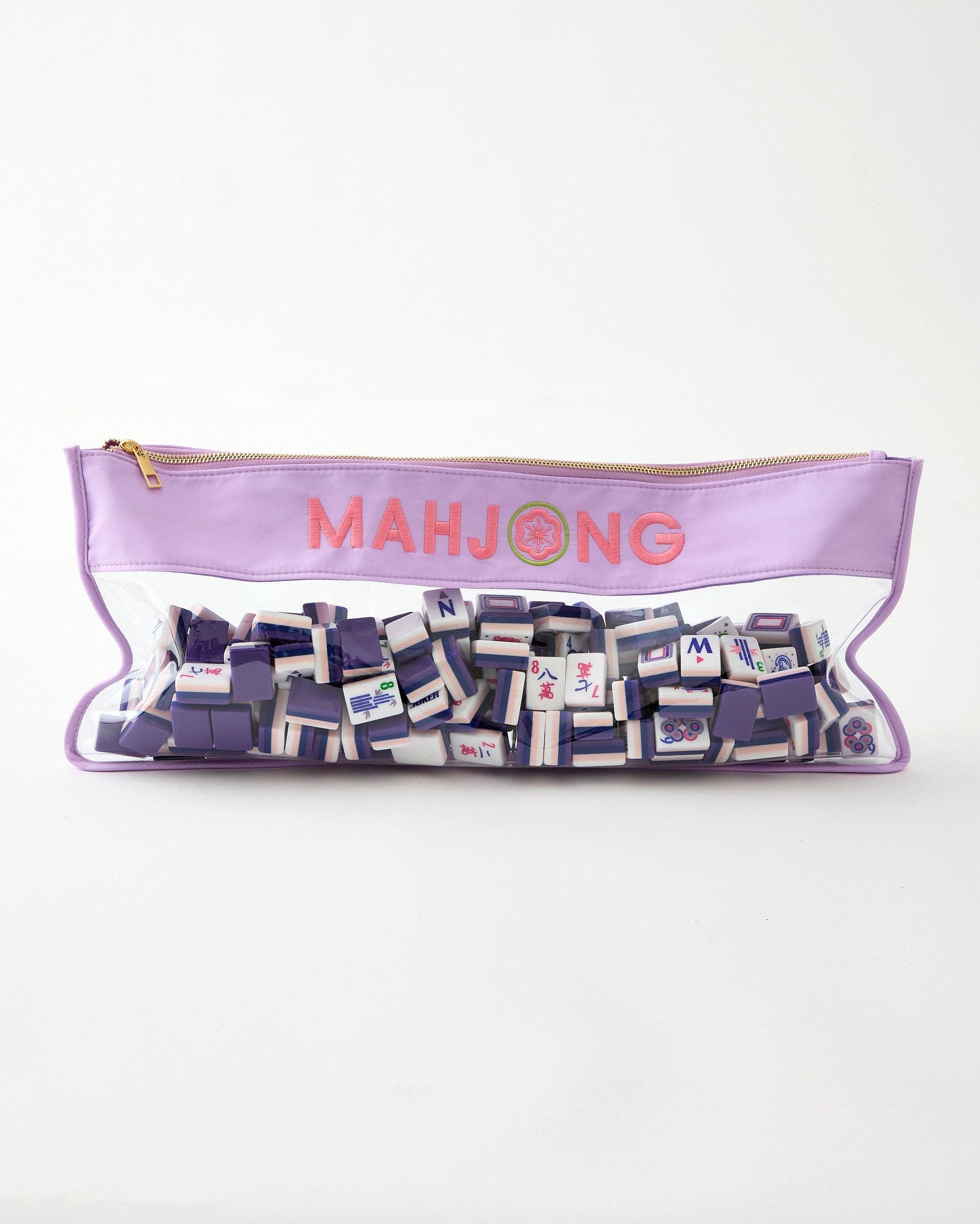 Lilac Stitched Mahjong Bag