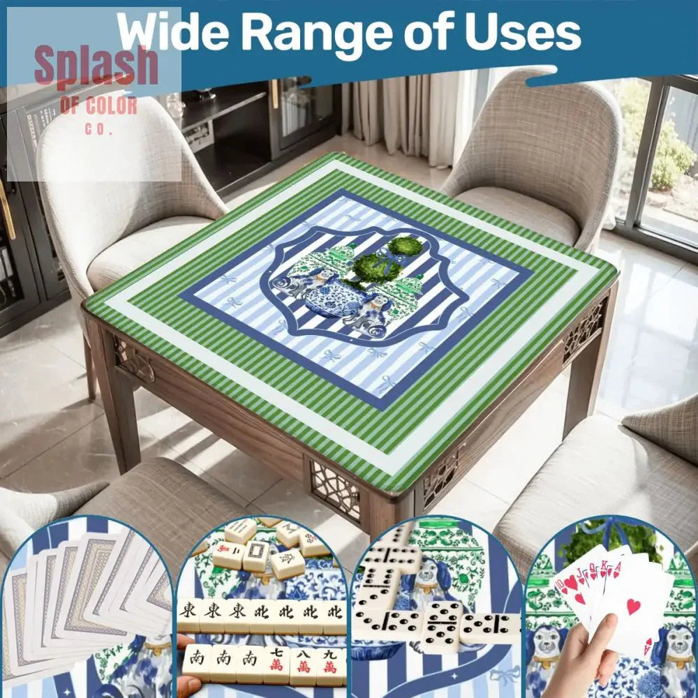 Chinoiserie Staffordshire Preppy Green Blue Striped Mahjong Mat