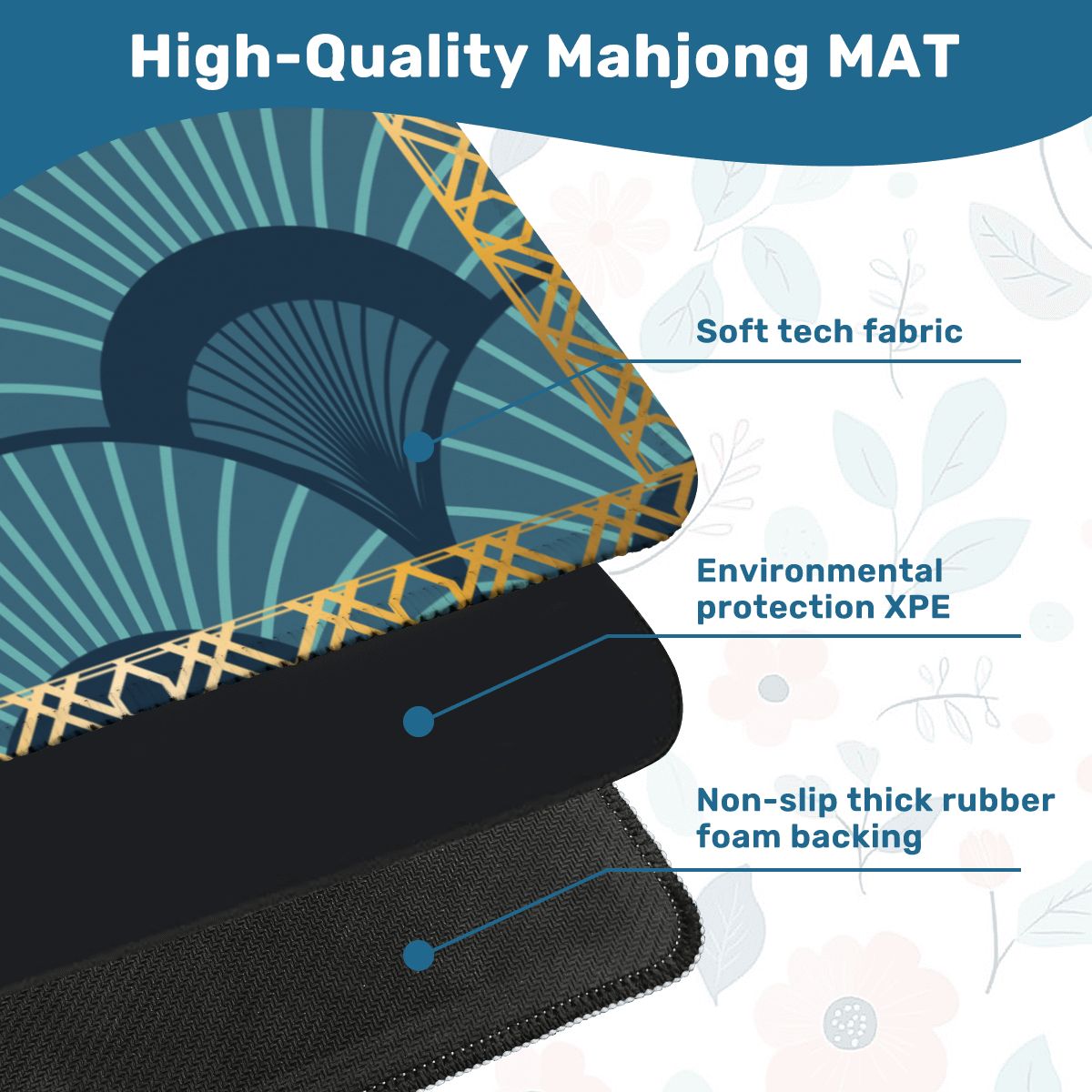 Art Deco Gilded Golden, Blue Speakeasy Collection Mahjong Mat