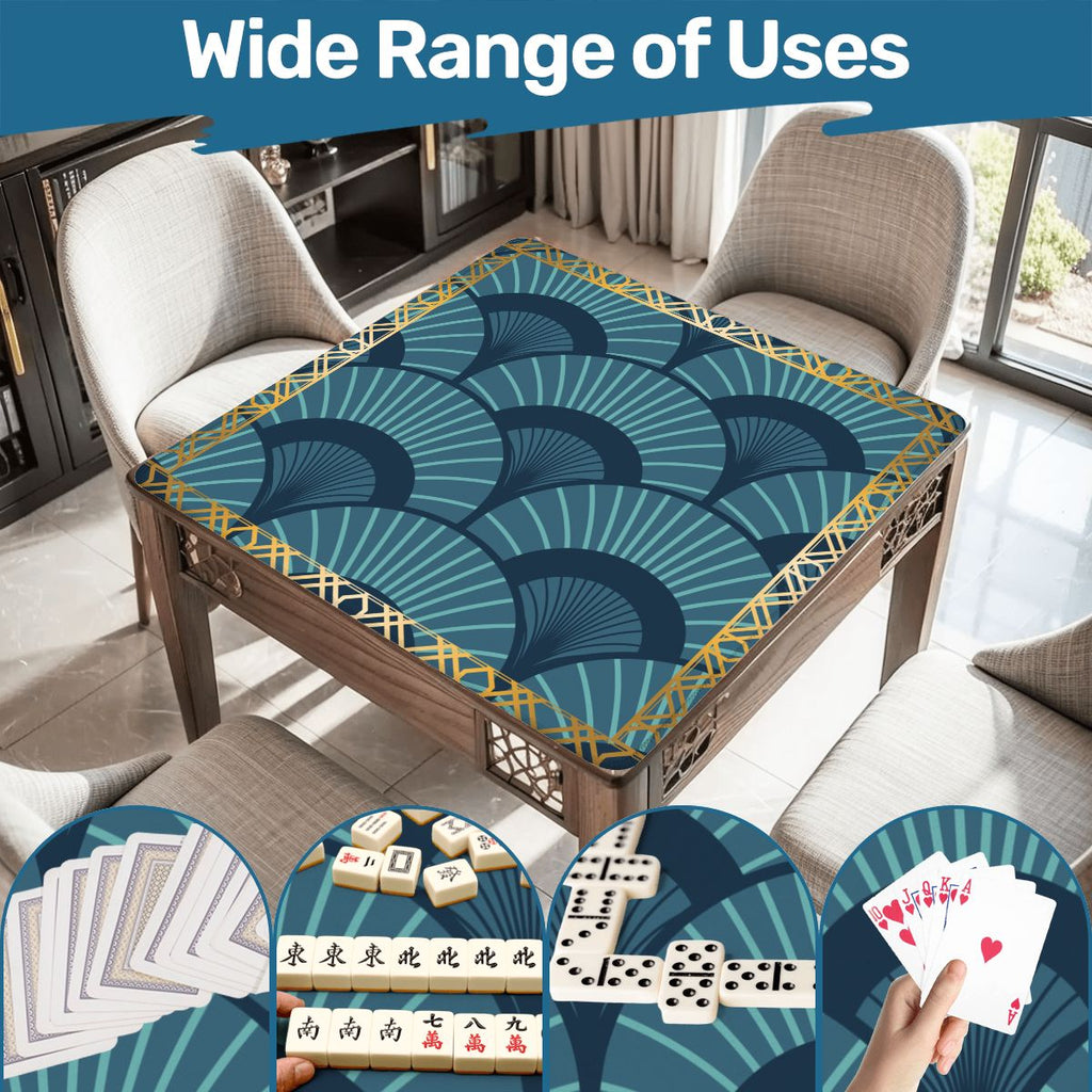 Art Deco Gilded Golden, Blue Speakeasy Collection Mahjong Mat