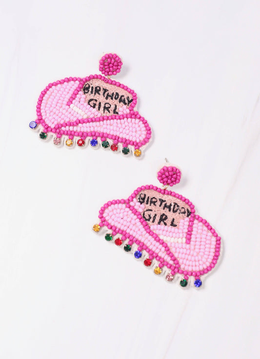 Perfect Pink Birthday Cowgirl Earrings