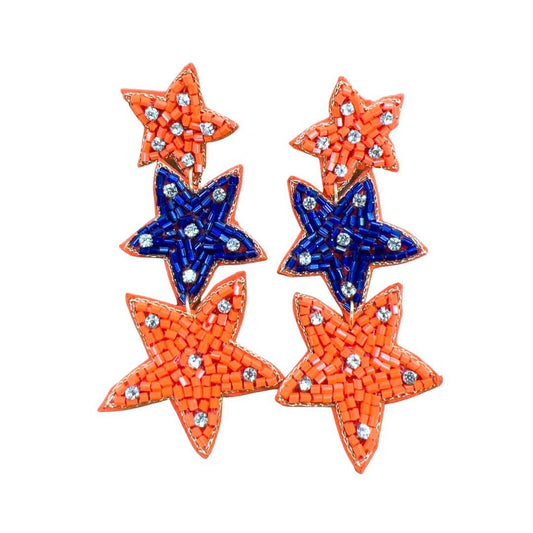 Bregman Orange & Blue Star Earrings